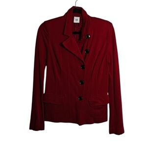CABI Rhubard Outing Blazer Side Button Ponte Knit Suit Jacket in Red Size 4